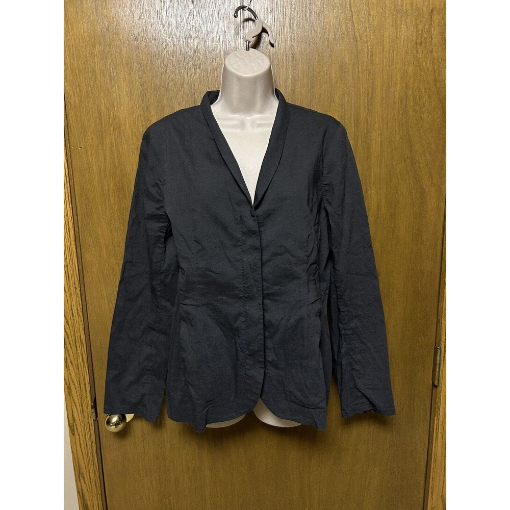 EILEEN FISHER size M Gray zip lightweight blazer Linen/viscose/spandex Blend Z22